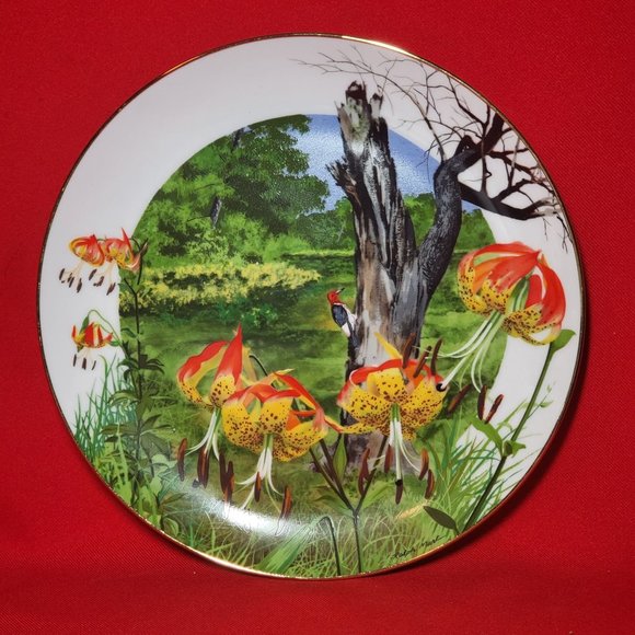 VTG Decorative Plate Royal Windsor Regal Lily Wildflowers of the South Gold Trim - Picture 1 of 12